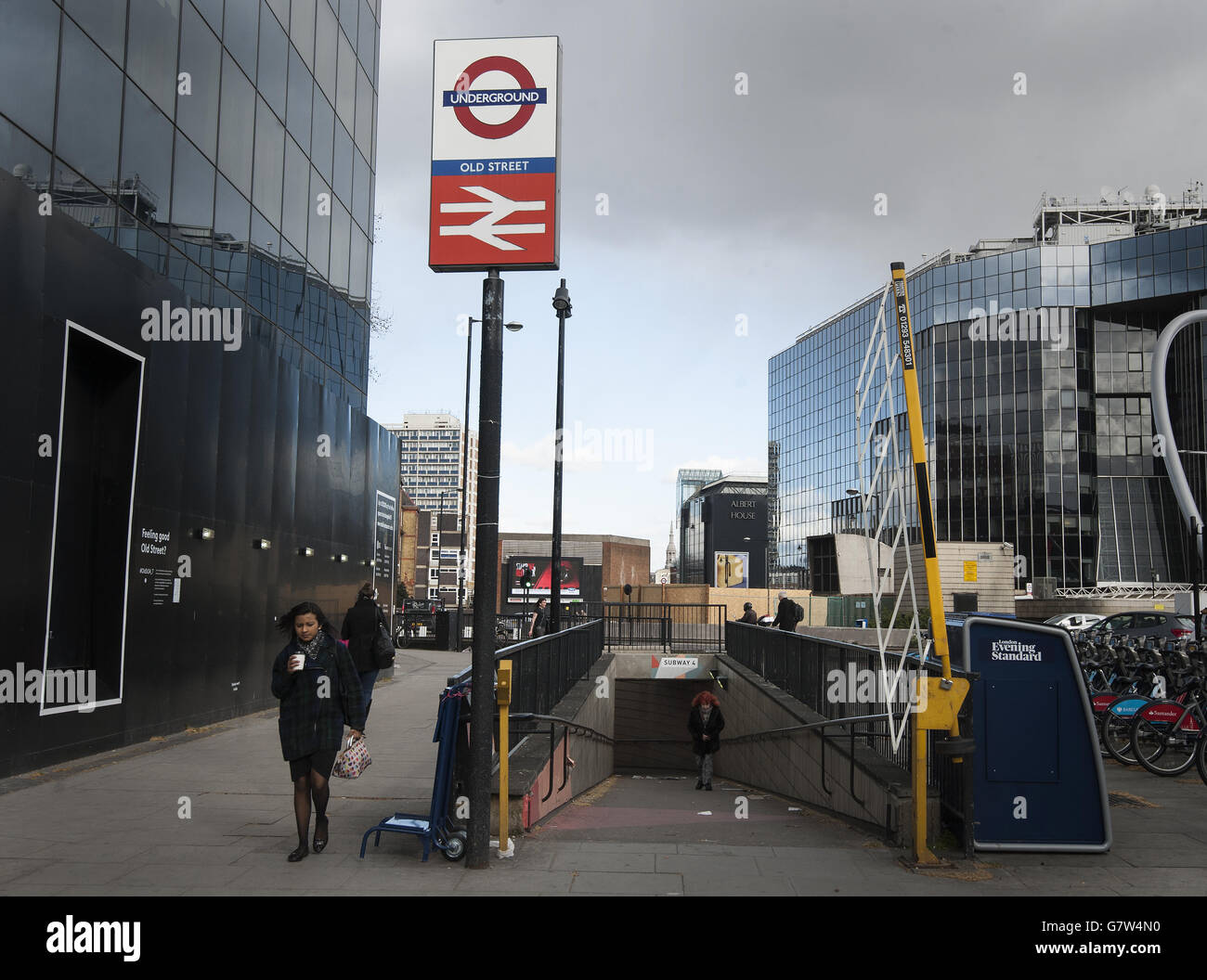 Tube stock. A general view of one of the entrances to Old Street ...