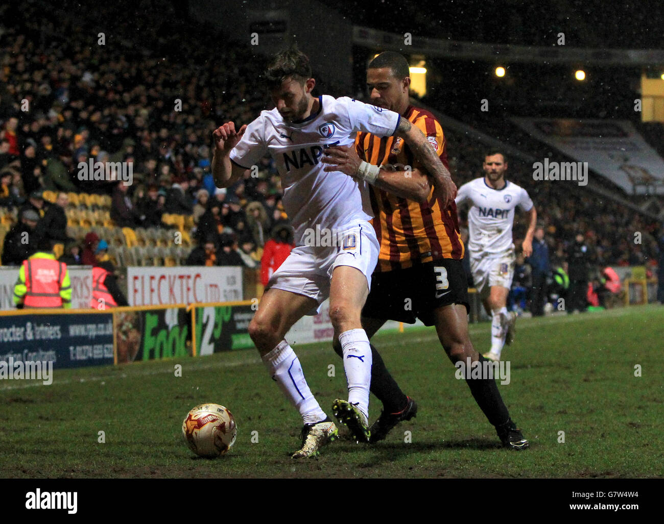 Chesterfield's Jay O'Shea (left) and Bradford City's James Meredith