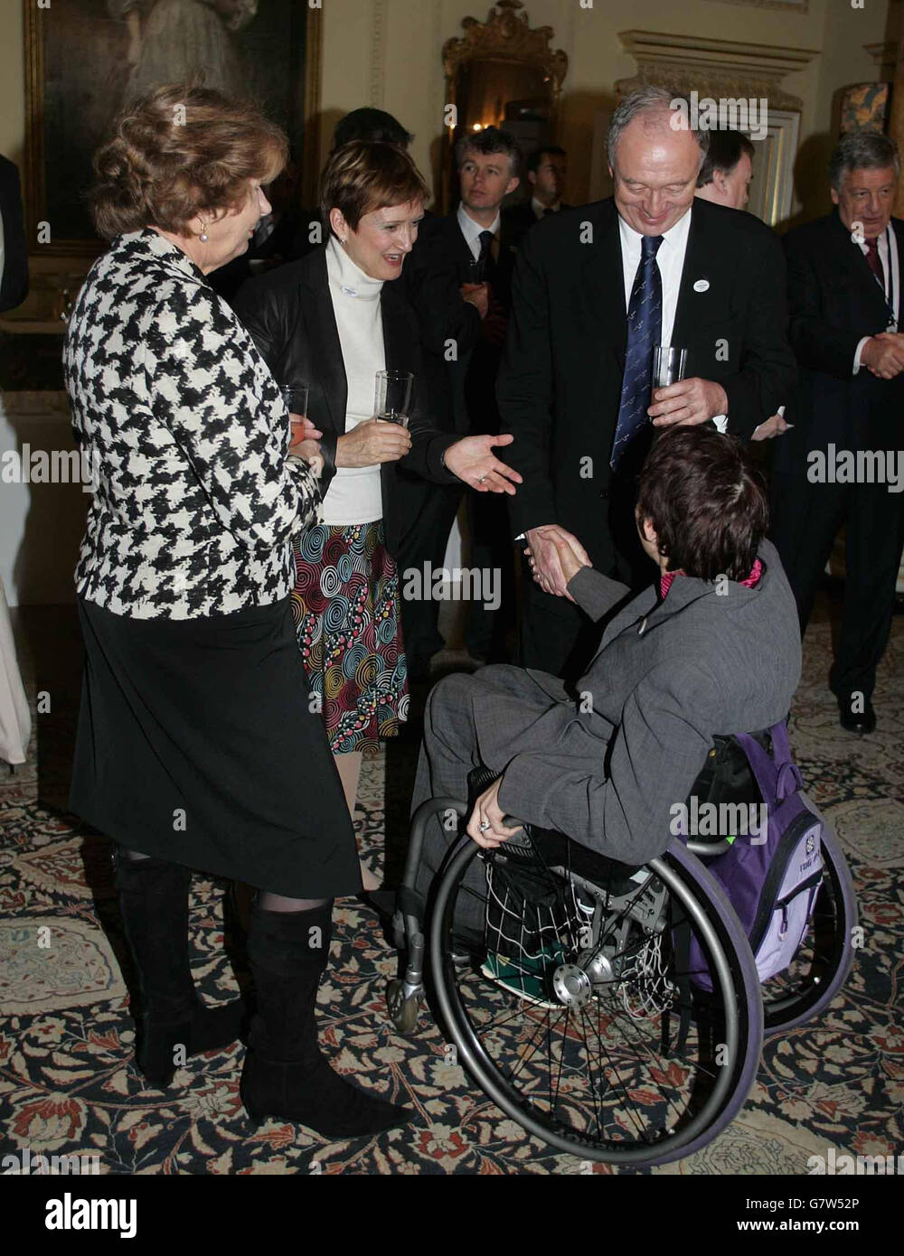 London Mayor Ken Livingstone and Culture Secretary Tessa Jowell meet Olympic Paralympian Dame Tanni Grey Thompson at the reception held by the British Prime Minister Tony Blair. Stock Photo