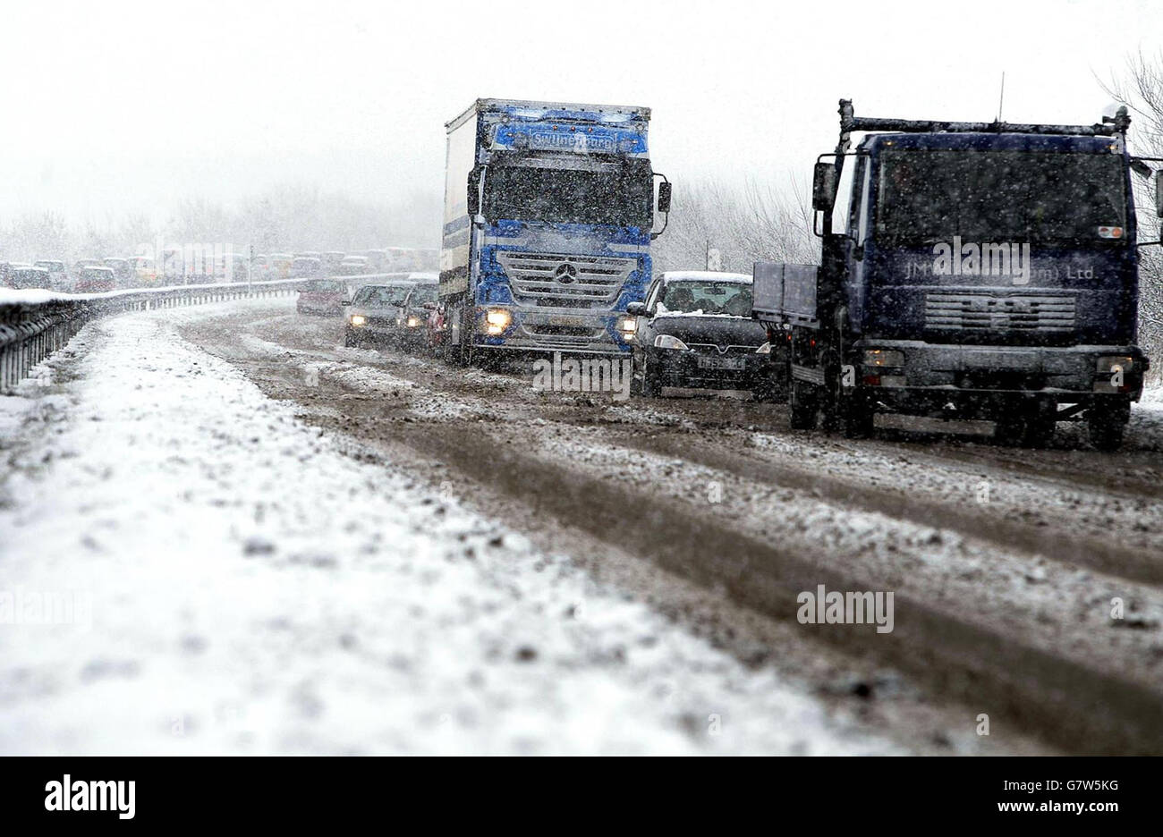 The A19 comes to a stand still, as Britain braced itself for a week of freezing weather with sleet and snow showers predicted across much of the country. Stock Photo