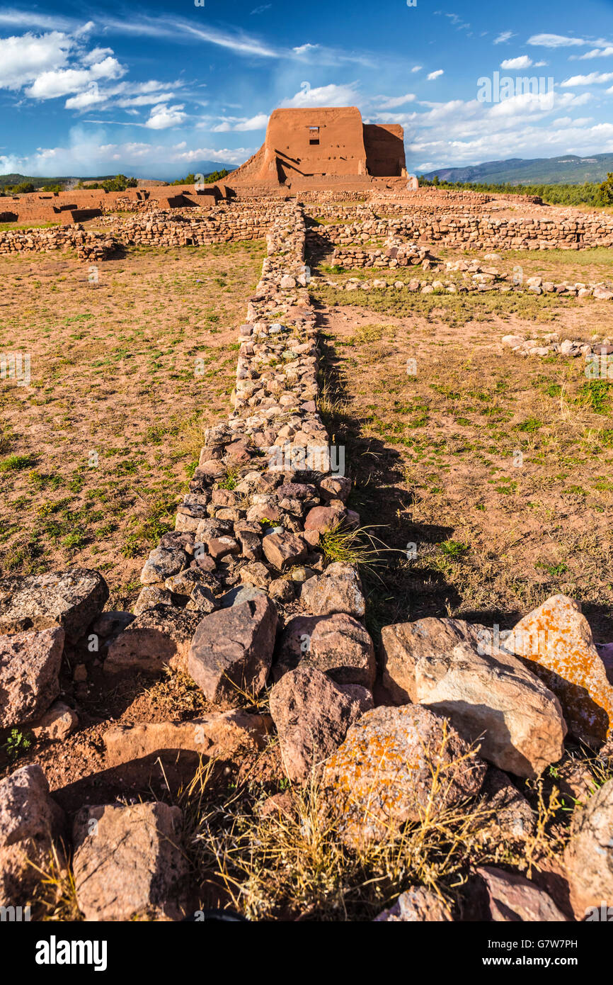 adobe ruins in pecos national historical park in Sangre de Cristo Mountains at santa fe NM US Stock Photo