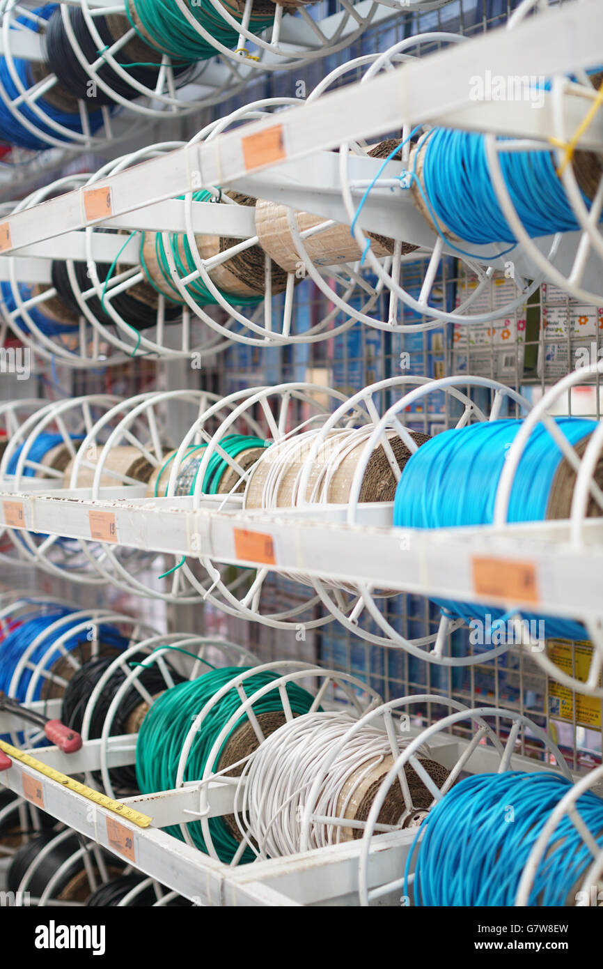 cable spools in store for sales Stock Photo