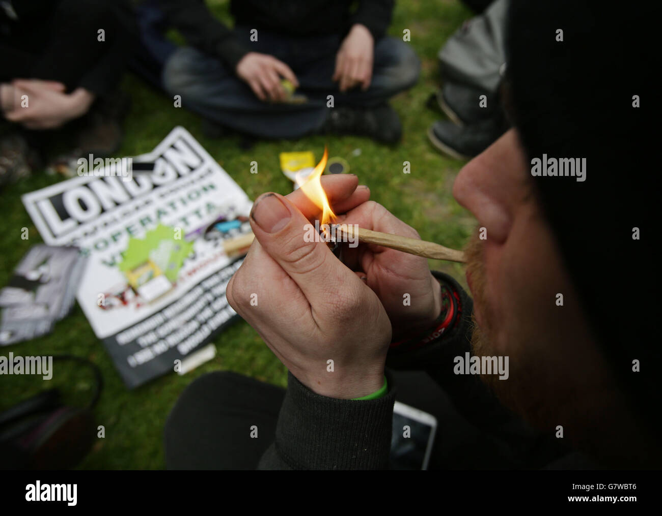 A man smoking at the '420 Celebration' procannabis event organised by