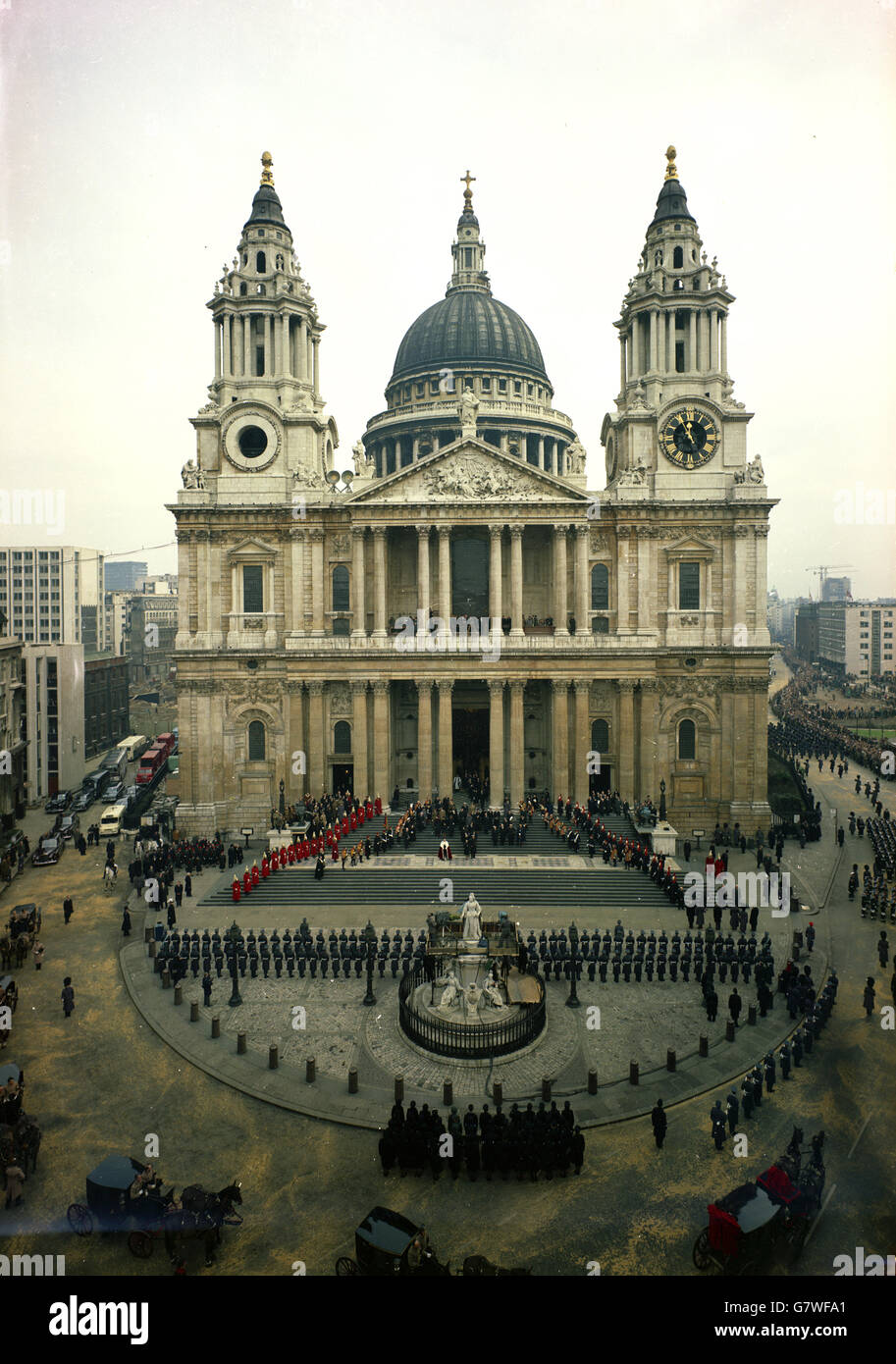 The funeral of Sir Winston Churchill in St. Paul's Cathedral, London. Stock Photo