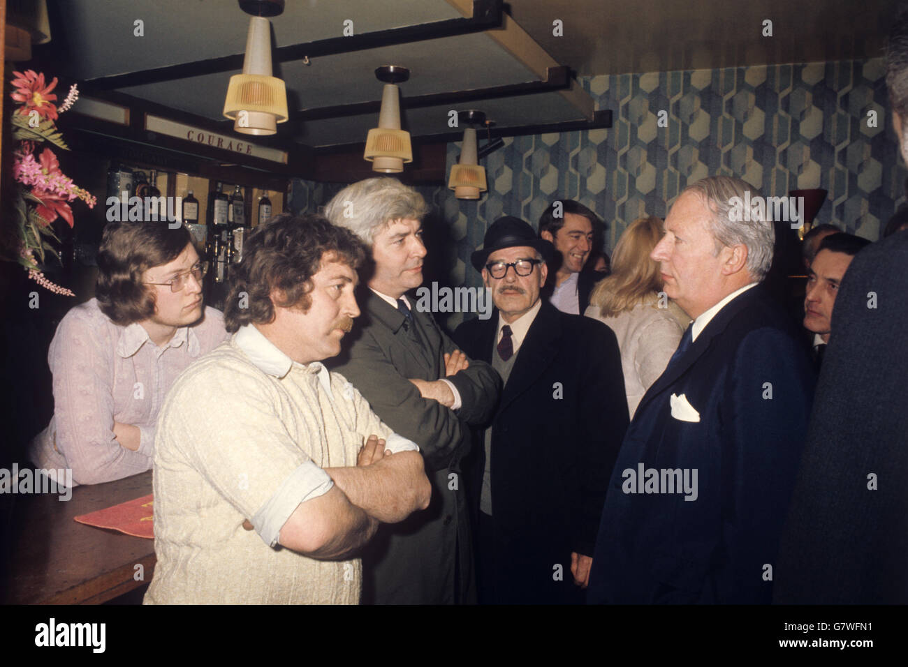 Edward Heath canvasses in the Charcoal Burner, a pub in his Sidcup