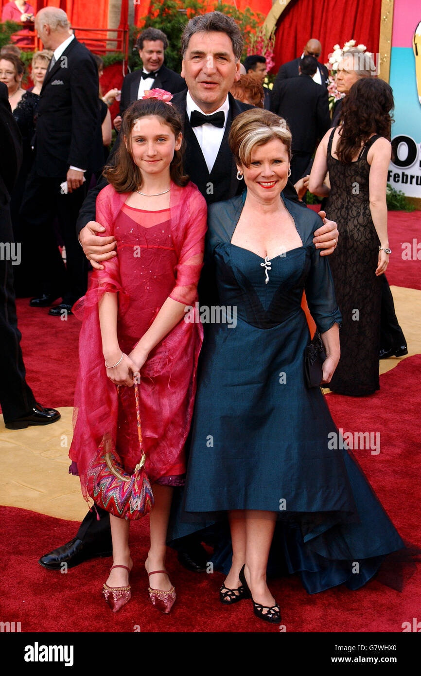 Actress Imelda Staunton with her husband Jim Carter and daughter Bessie arrive. Stock Photo