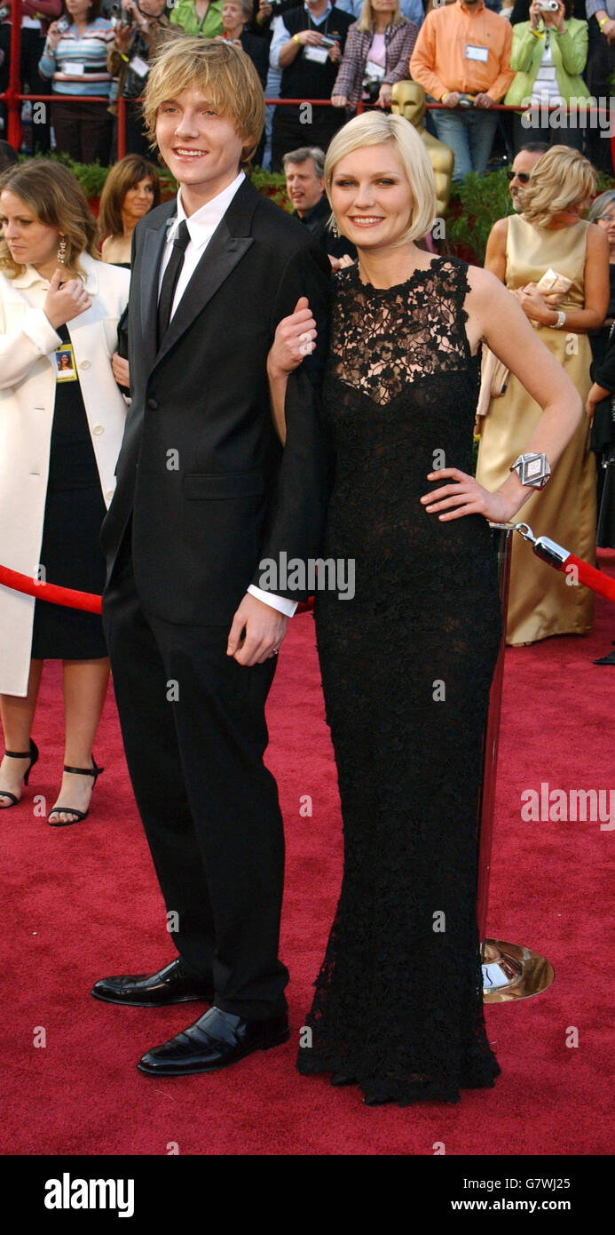 Kirsten dunst and her brother christian arrive hires stock photography