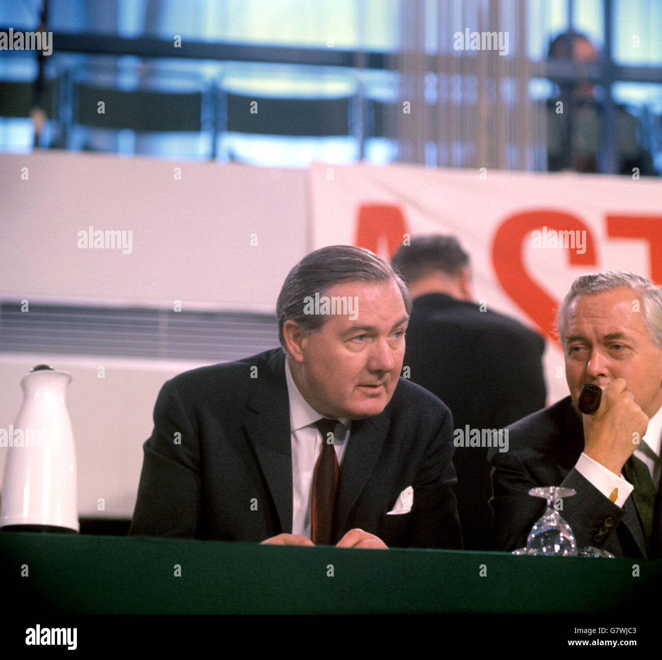 James Callaghan (l) and Harold Wilson (Prime Minister) pictured at the Labour Party Conference in Brighton. Stock Photo