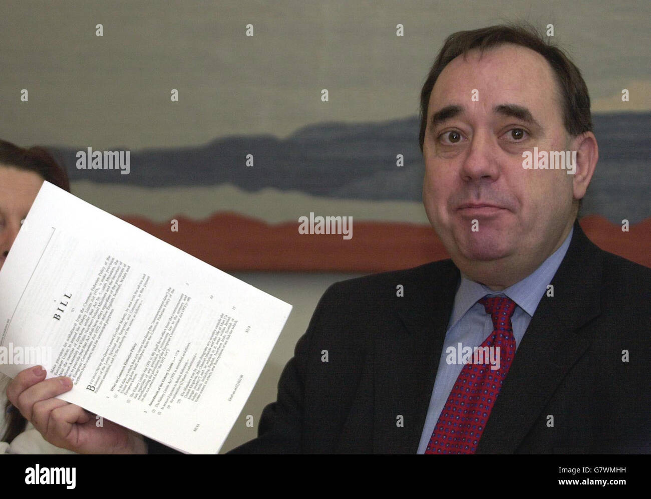 Scottish Nationalist Party leader Alex Salmond MP gives a news conference. Stock Photo