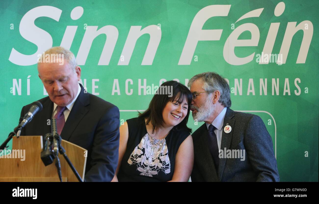 Sinn Fein party leader Gerry Adams (right), Michelle Gildernew and
