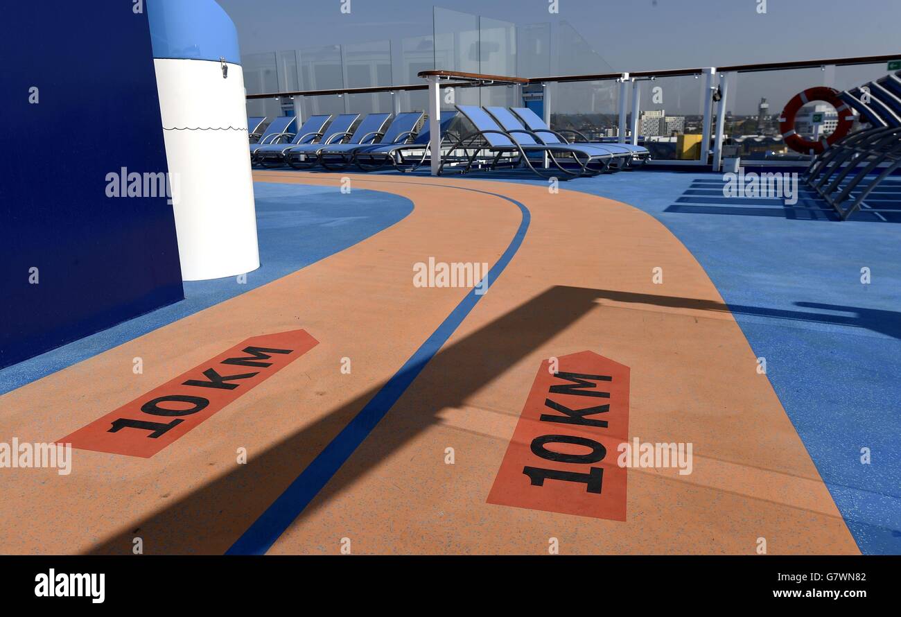 The running track on the top deck of Royal Caribbean's new ship, Anthem