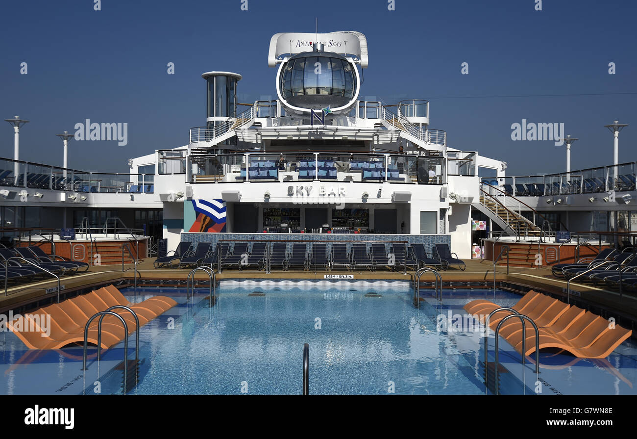 The top deck of Royal Caribbean's new ship, Anthem of the Seas, ahead