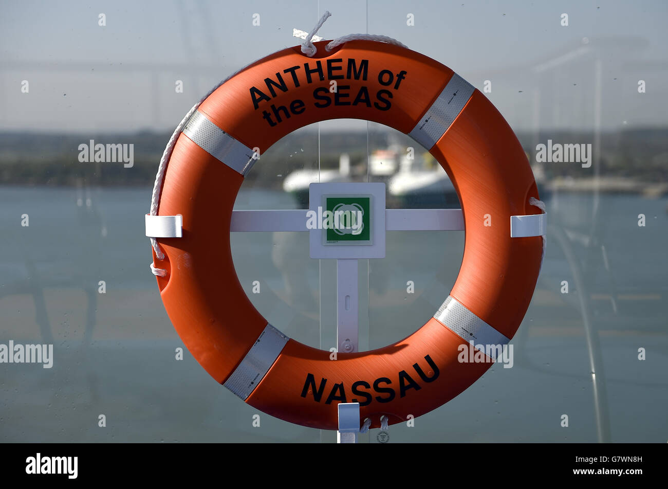 The buoyancy ring onboard royal caribbeans new ship hi-res stock