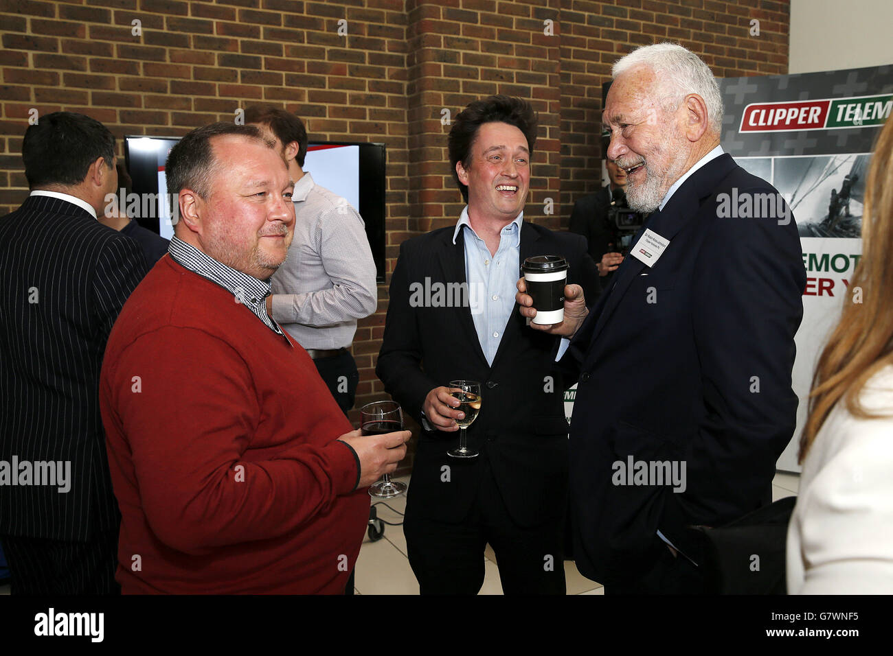 Clipper Ventures PLC's Sir Robin Knox-Johnston (right) at the Clipper Telemed+ Anouncement Stock Photo