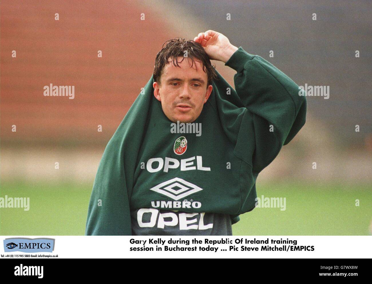 Soccer - World Cup Qualifier - Romania v Ireland - Ireland Training. Gary Kelly during the training session in Bucharest Stock Photo