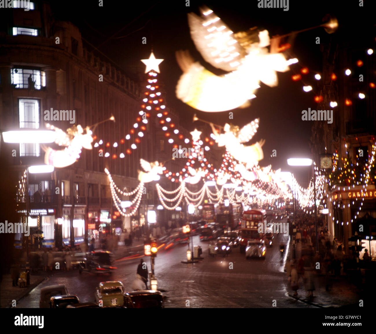 Christmas Decorations and lights at night in Regent Street, London Stock Photo Alamy