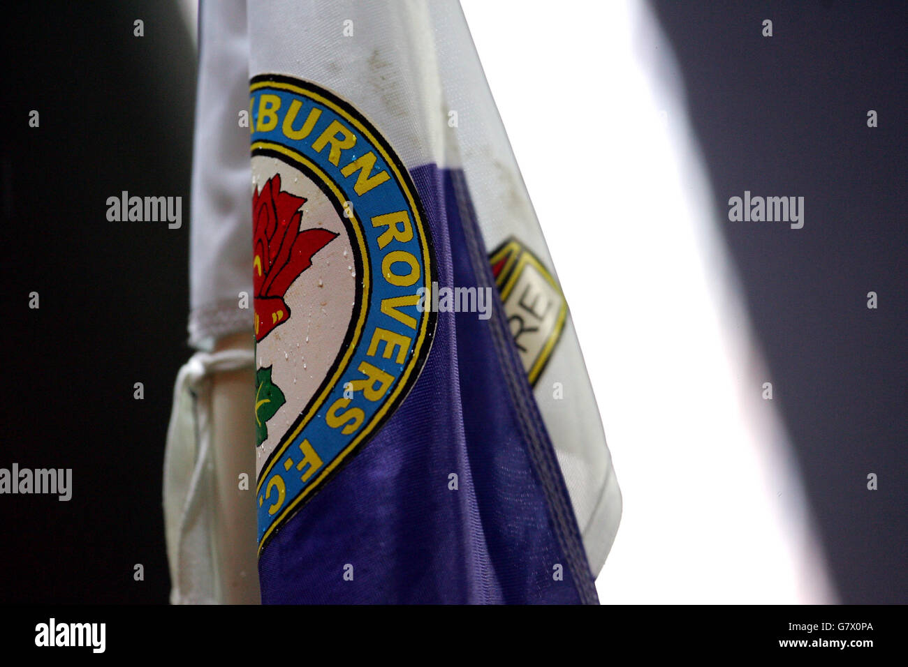 The corner flag at Ewood Park, home of Blackburn Rovers Stock Photo Alamy