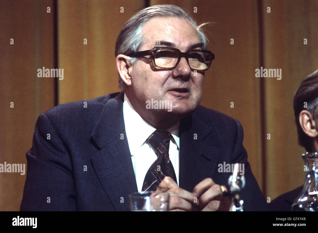 Prime Minister James Callaghan at a Labour Party Conference. Stock Photo