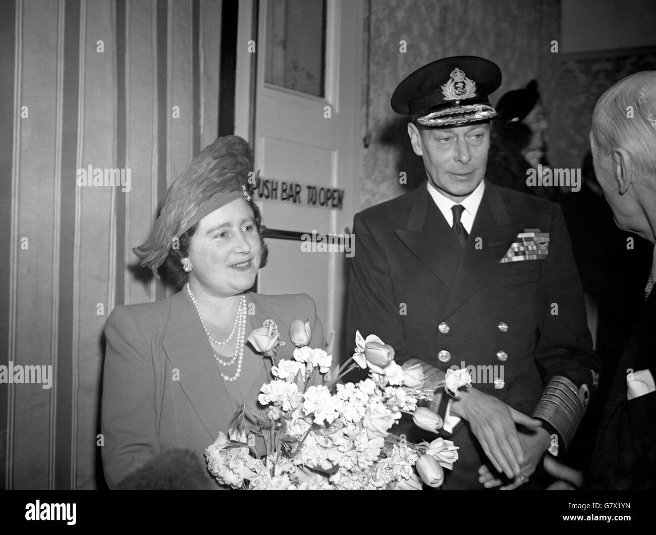 In aid of the King George's Pension Fund for actors and actresses, three matinees have been held at London theatre's this week at which members of the Royal Family have been present. H.M, the King and Queen, with Princess Elizabeth and Princes Margaret Rose, attended Mr, John Gielgud's production of 'The Importance of Being Earnest' at the Haymarket, the final matinee of the Festival Week. Stock Photo