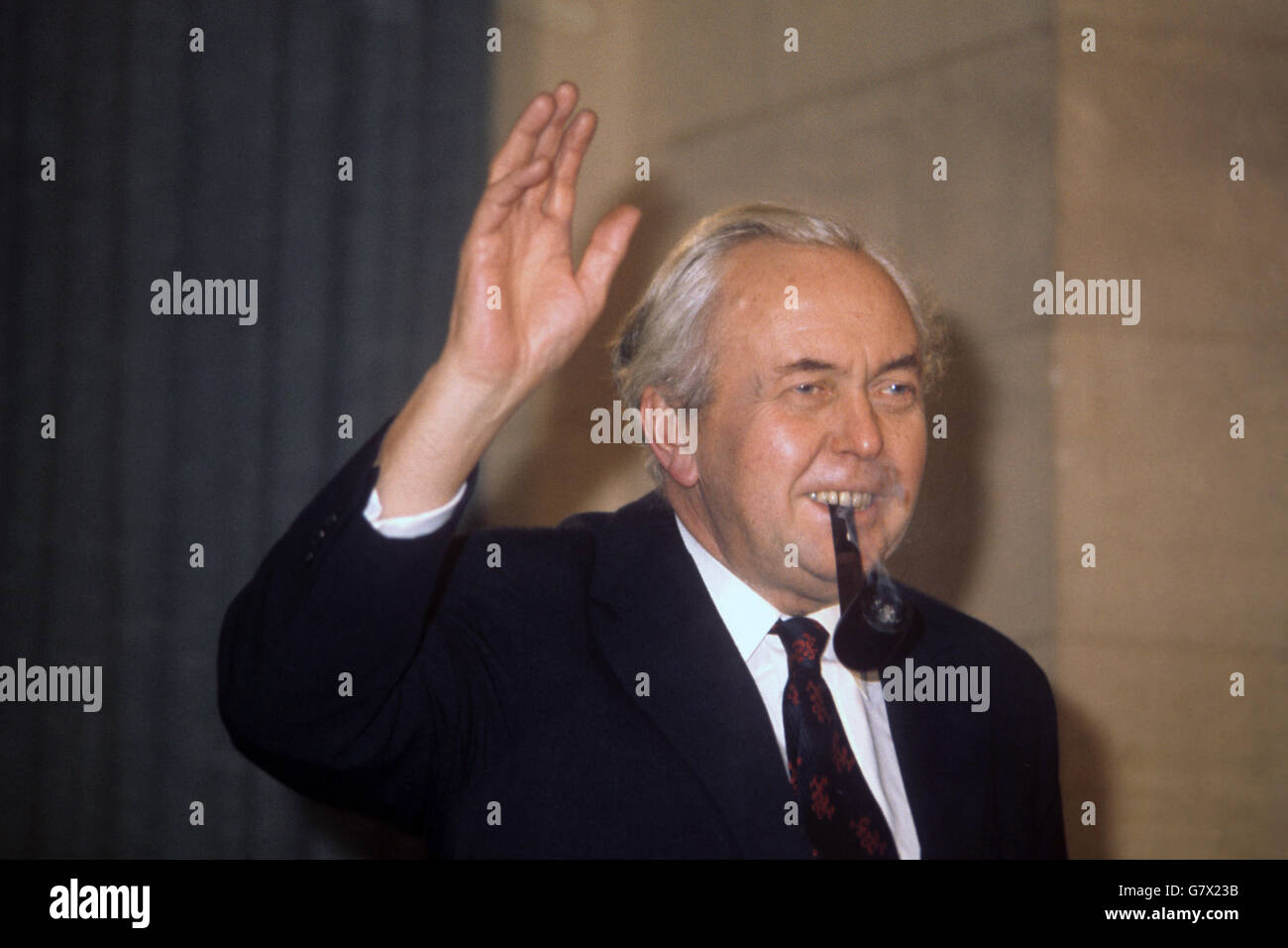 Mr Harold Wilson at a Press Conference after his announcement that he is to give up office as Prime Minister when a successor has been elected. Stock Photo