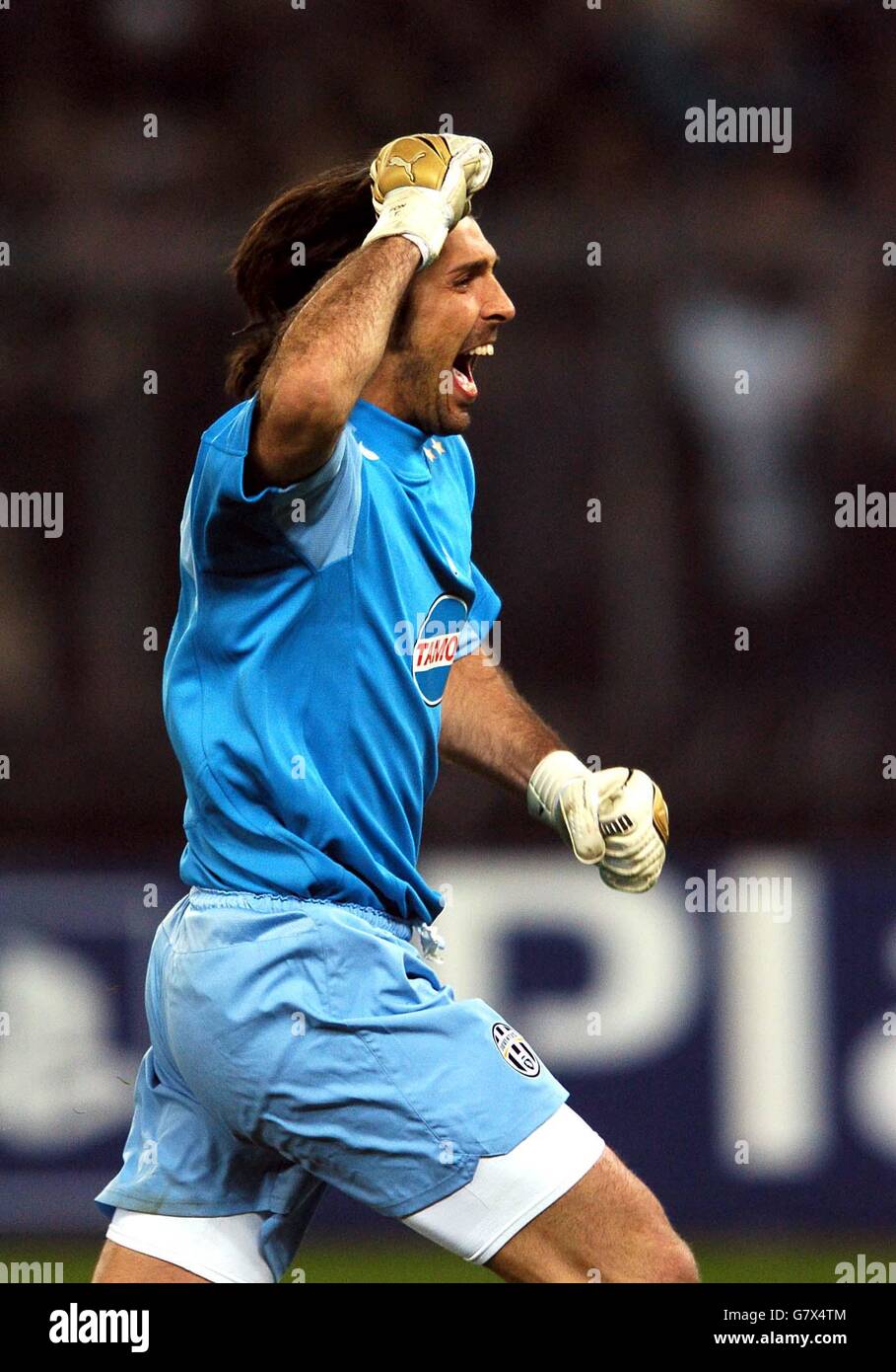 Juventus' goalkeeper Gianluigi Buffon celebrates their winning goal ...