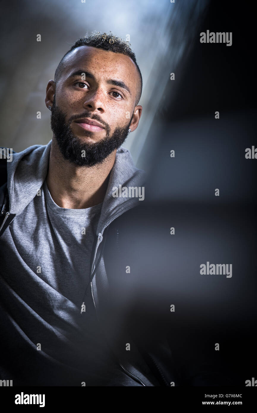 English midfielder John Bostock of Belgian second division team OH Leuven pictured during an interview Stock Photo