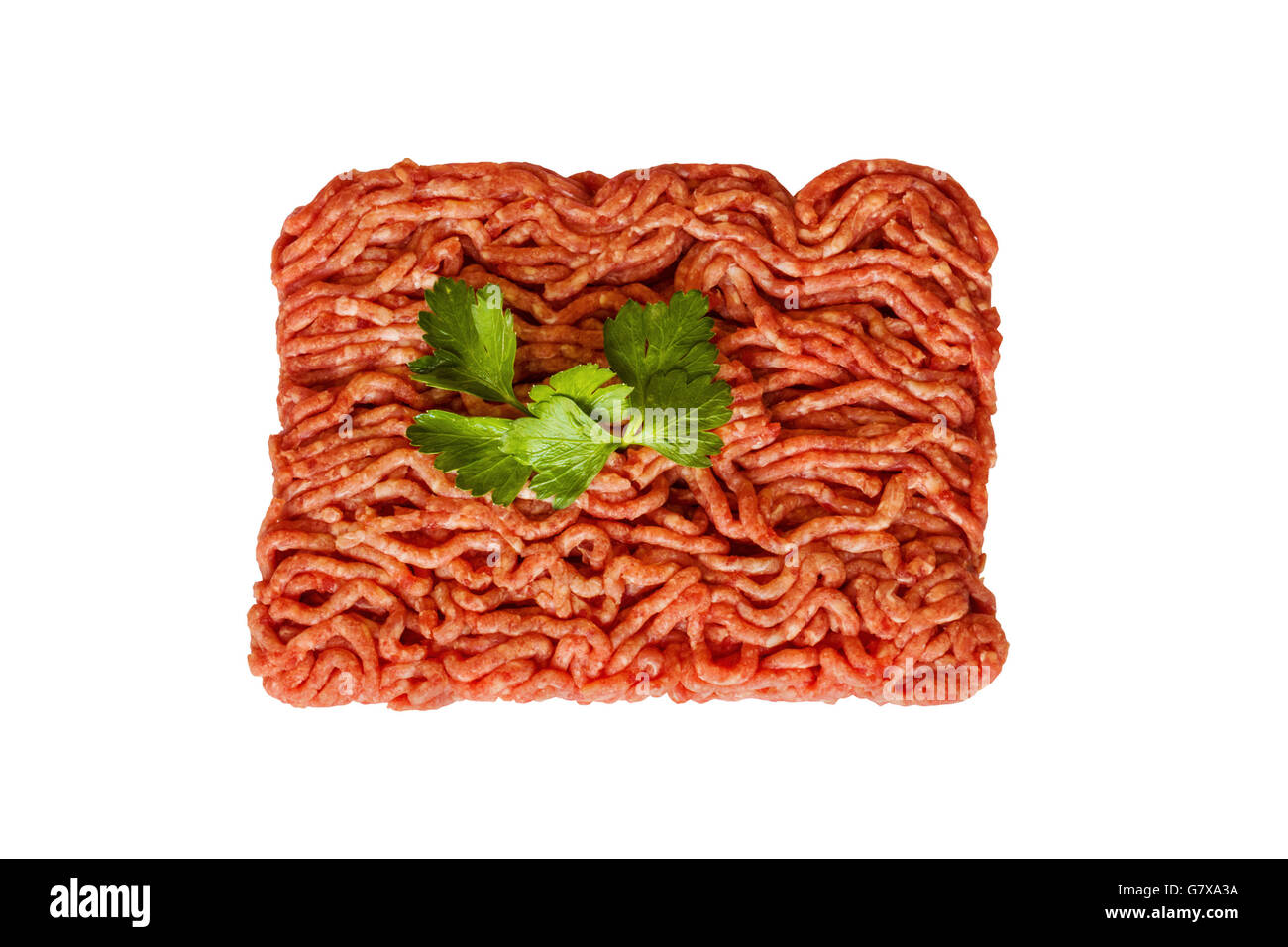 Raw minced beef isolated on white background. Top view Stock Photo Alamy
