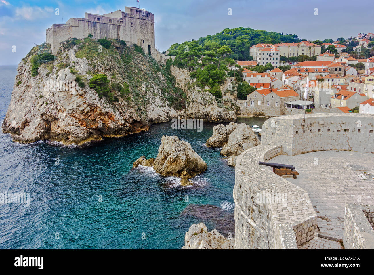 Old City Fortifications Dubrovnik Croatia Stock Photo
