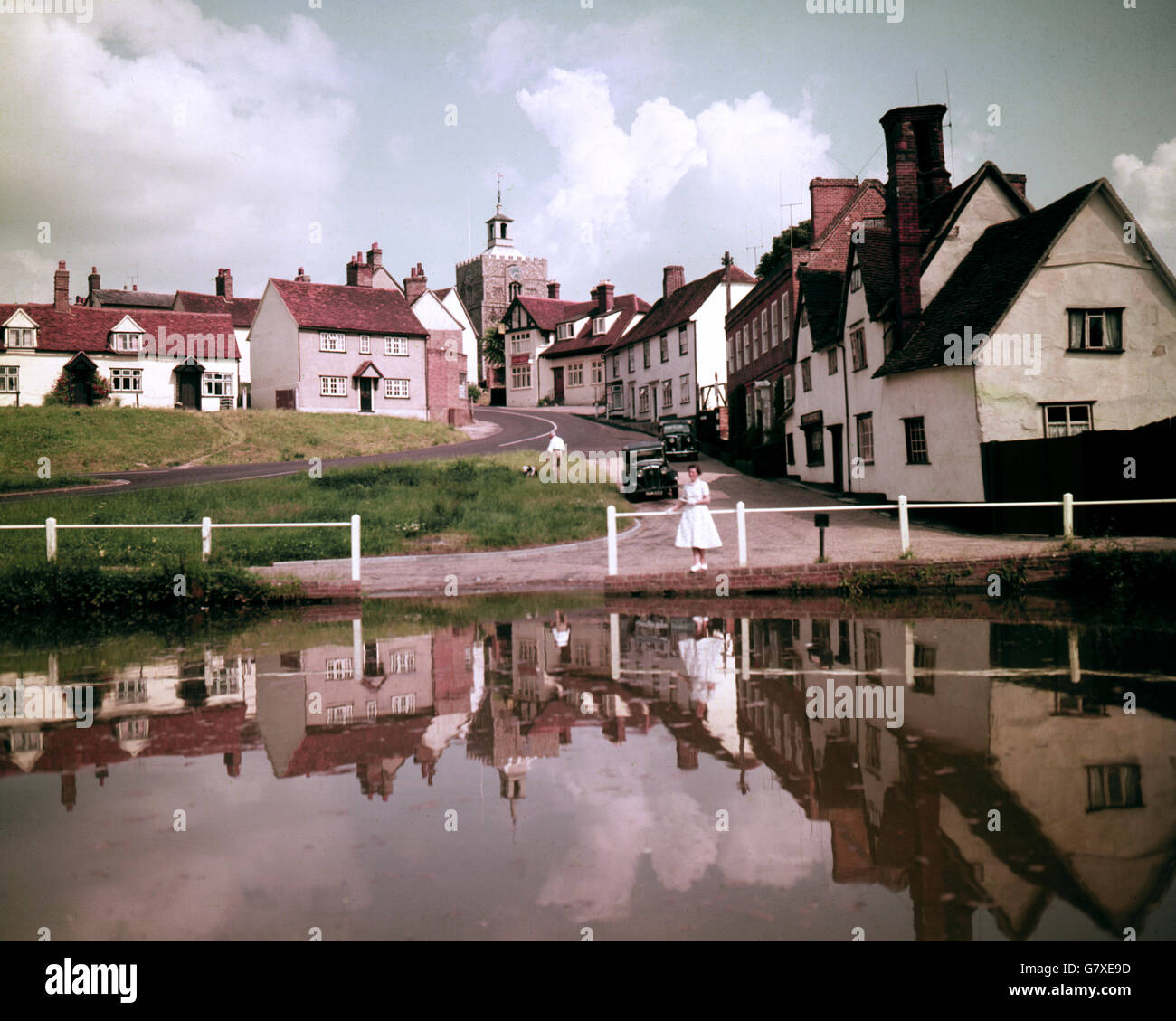 Places - Finchingfield - Essex. View of the pond at Finchingfield Village, Essex. Stock Photo