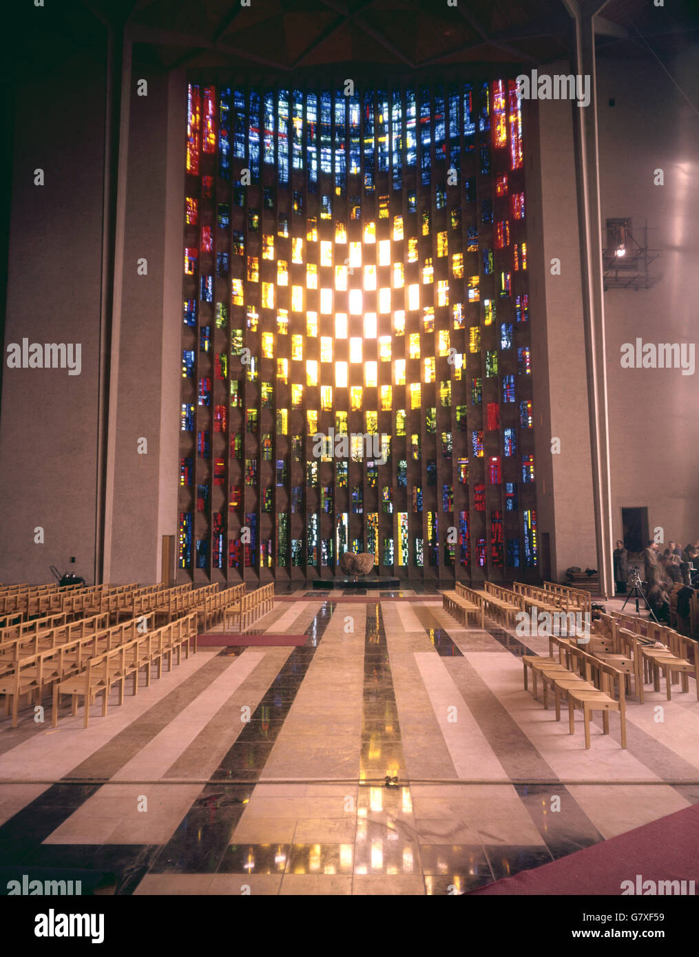 The Baptistry Window in the new Coventry Cathedral. It is in stained glass designed by John