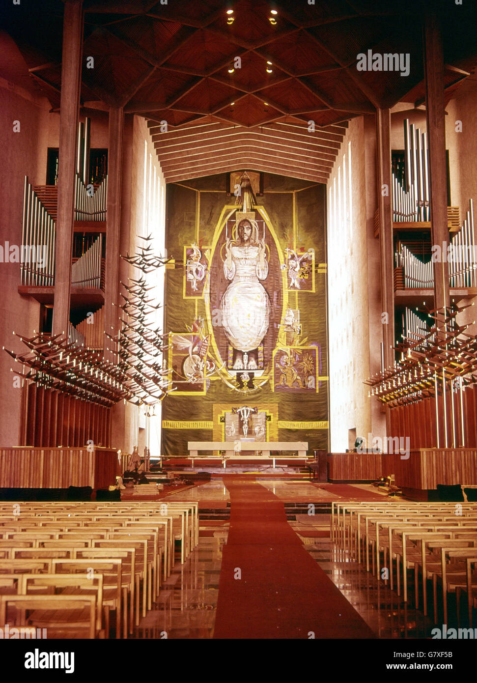 The tapestry Christ In Glory, designed by Graham Sutherland, in the new