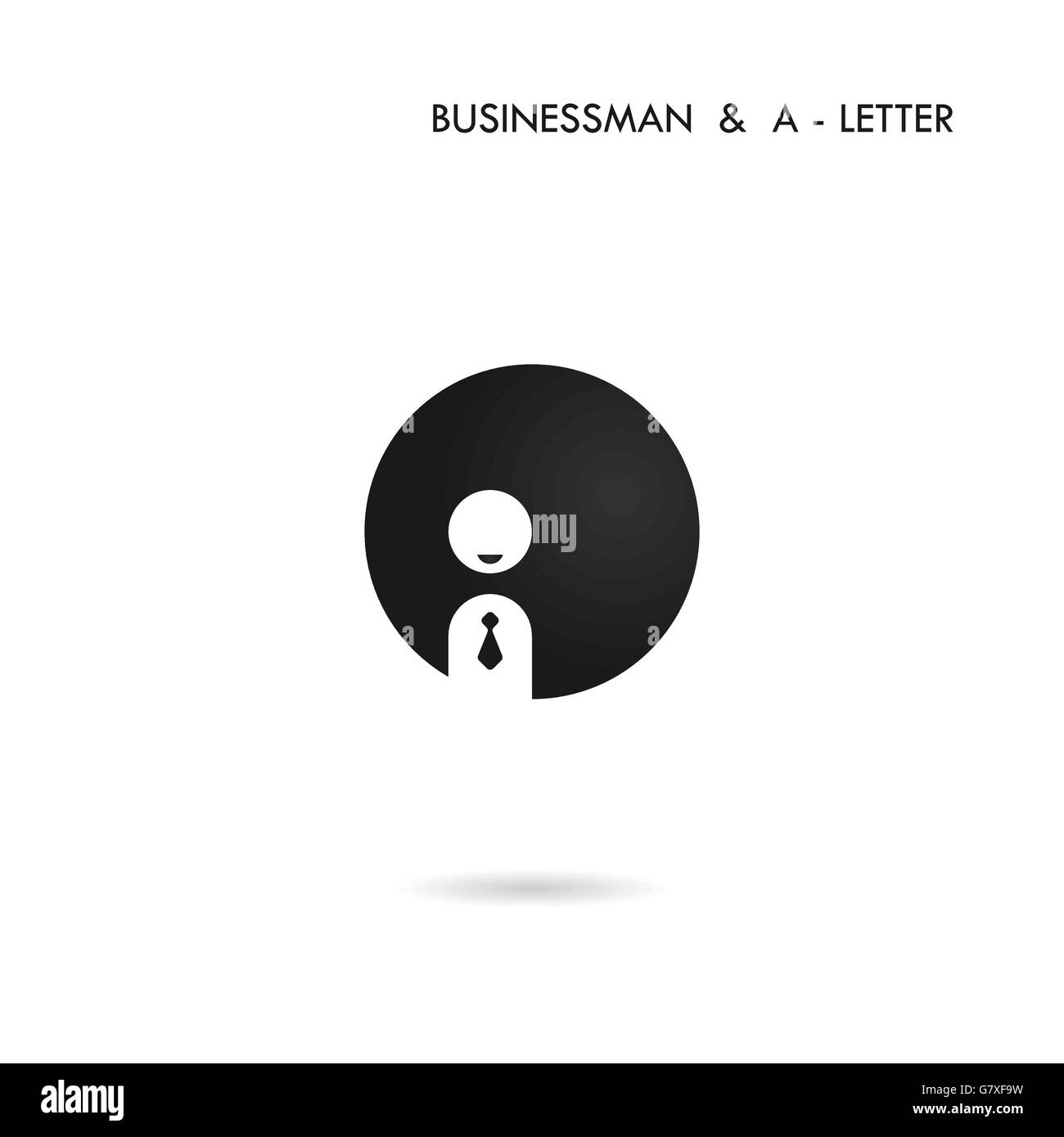 Black circle sign and businessman icon.Creative A-letter icon abstract logo design.A-alphabet and people avatar symbol.Corporate Stock Vector