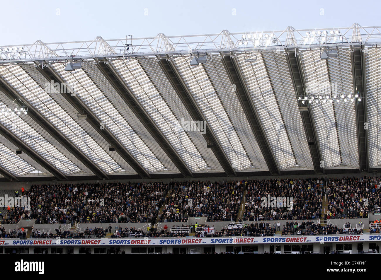 Soccer - Barclays Premier League - Newcastle United v Tottenham Hotspur - St James' Park. Newcastle United fans in the top tier of the stands Stock Photo
