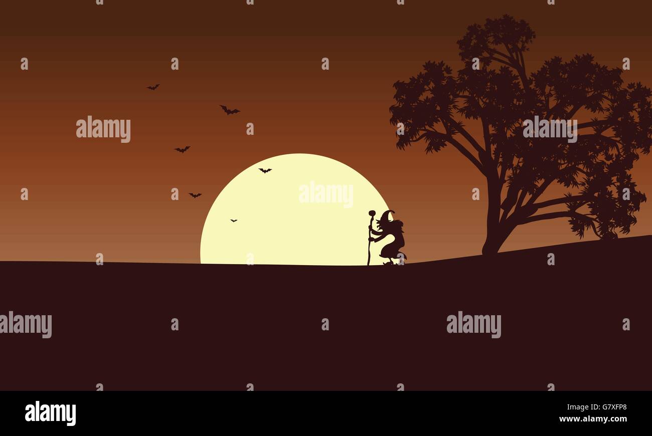 Witch and moon backgrounds Halloween Stock Vector Image & Art - Alamy