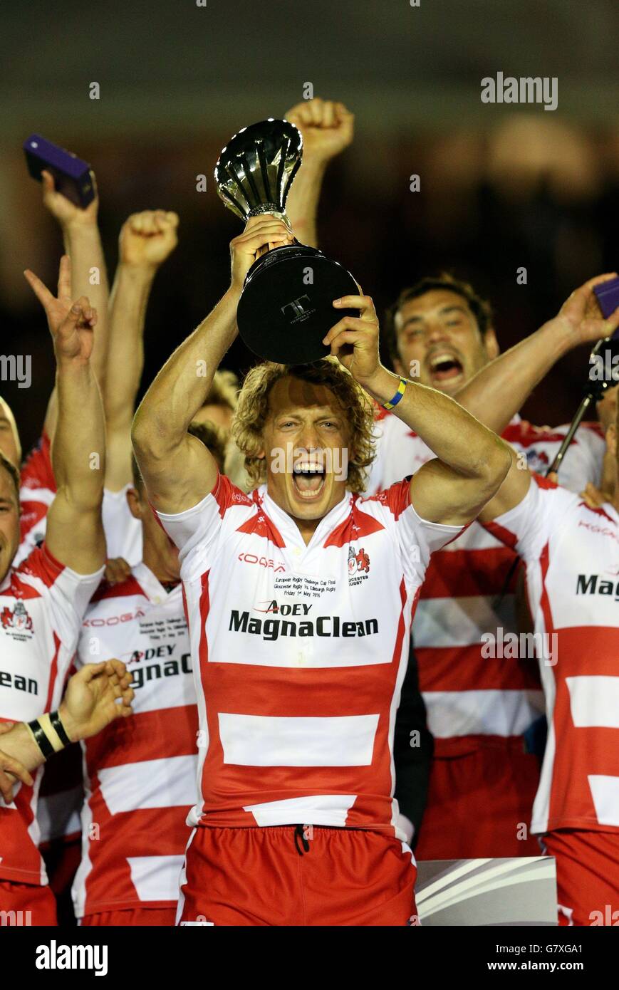 Gloucester's Billy Twelvetrees lifts the European Challenge Cup after