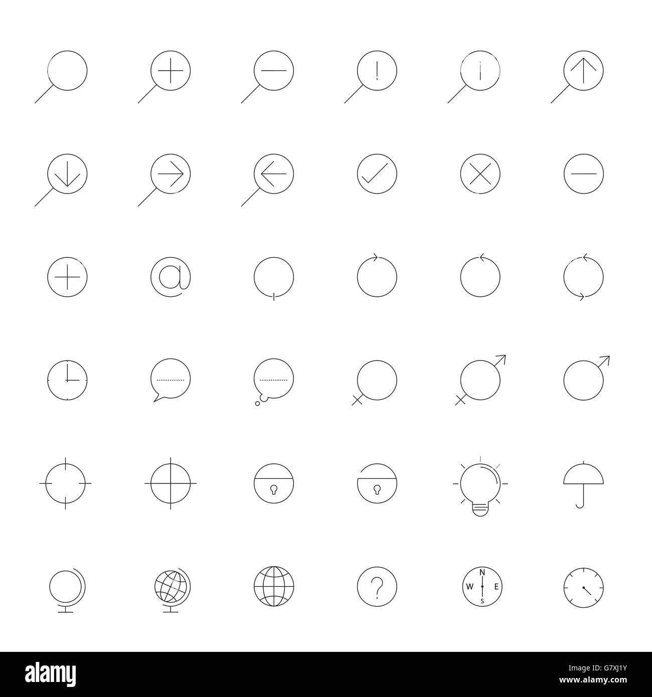 Simple thin outline Icon set .Trendy simple thin Icons for Web design or Mobile application.Vector illustration thin icon set. Stock Vector