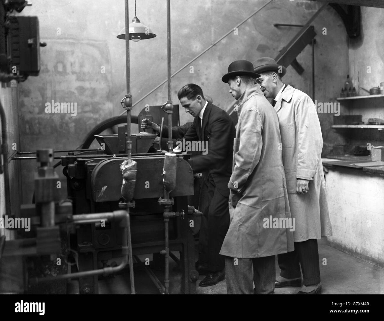 The Duke of York visits works of Greenwich Inlaid Linoleum Company. Stock Photo