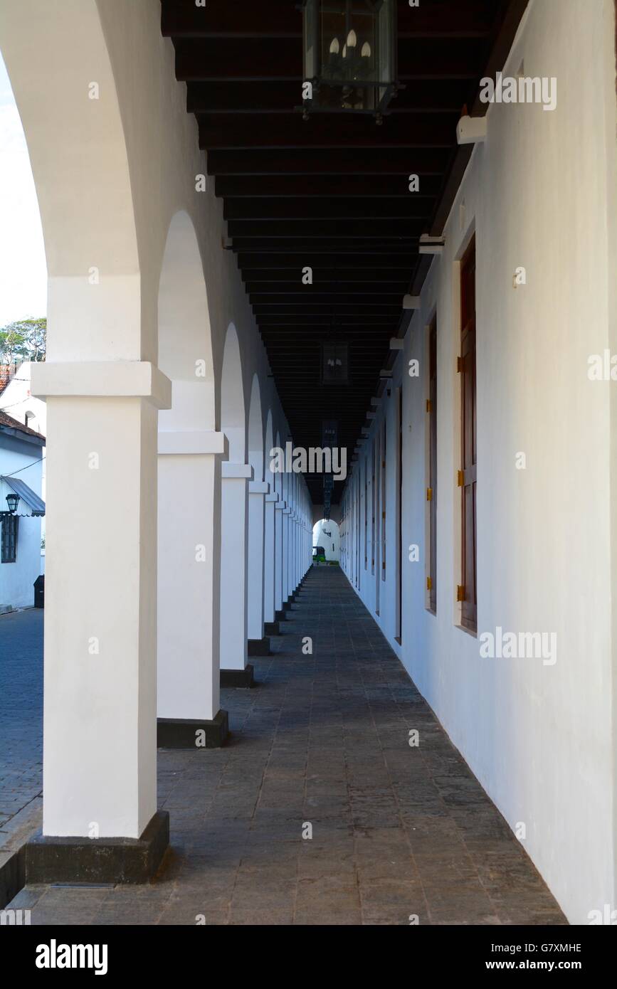 colonial warehouse corridor in Galle Sri Lanka Stock Photo