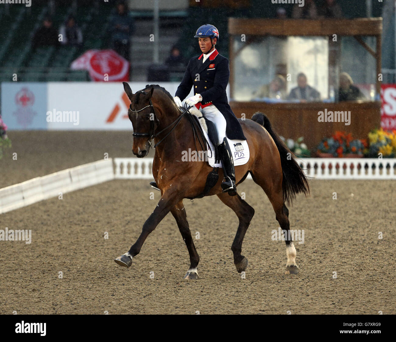 Great Britain's Carl Hester riding Nip Tuck competes in the Grand Prix de Dressage on the second day of the Royal Windsor Horse Show at Windsor Castle, Berkshire. Stock Photo