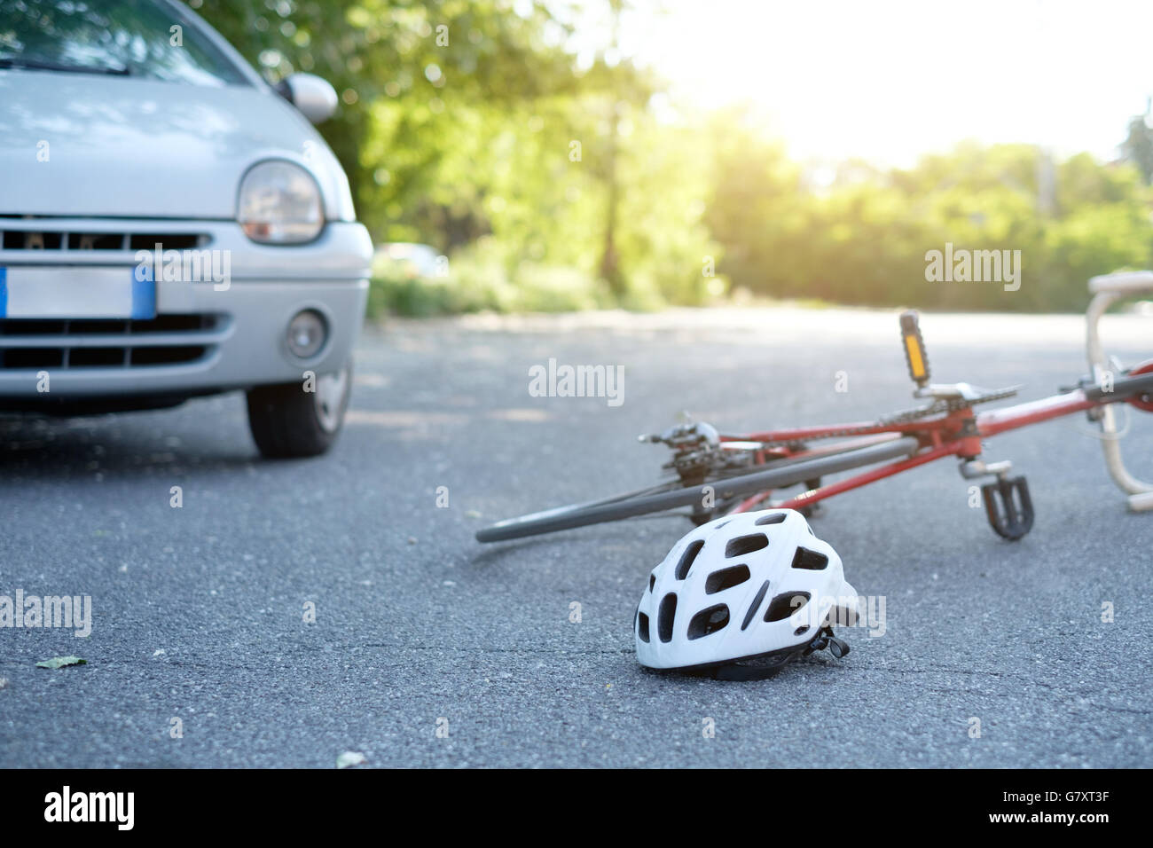 Bike helmet after crash asphalt hires stock photography and images Alamy