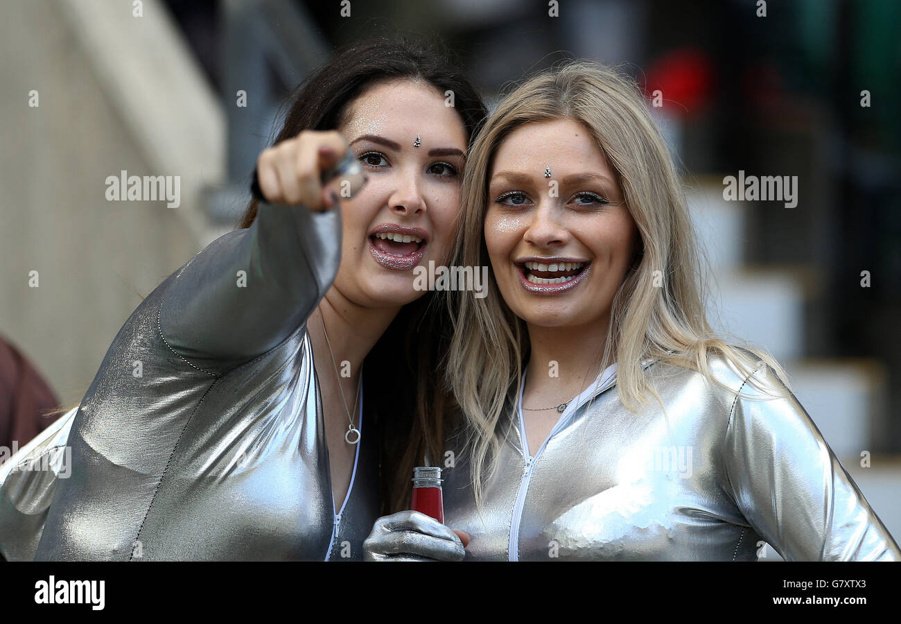 Fans in fancy dress during the Marriott London Sevens at Twickenham Stadium, London. PRESS ASSOCIAION Photo. Picture date: Saturday May 16, 2015. See PA story RUGBYU London. Photo credit should read: Steven Paston/PA Wire Stock Photo