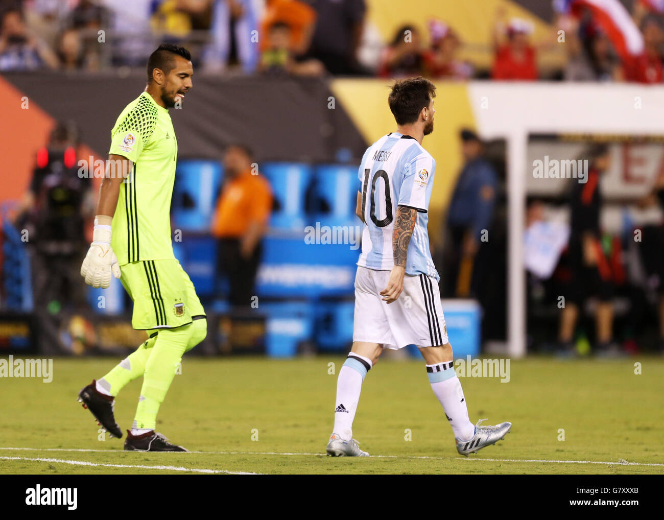 New Jersey, USA. 26th June, 2016. Argentina's Lionel Messi steps