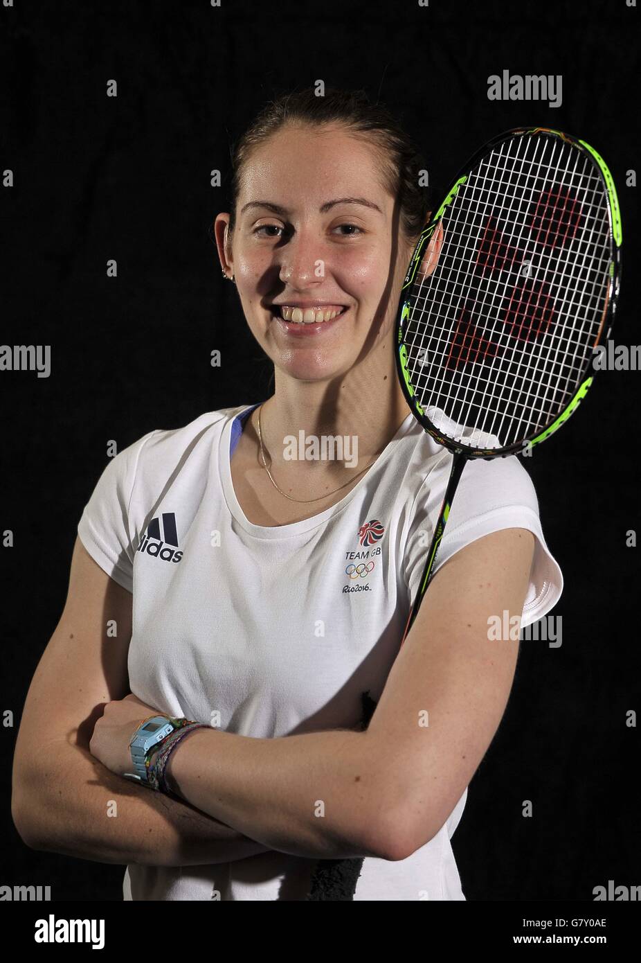 Milton Keynes, UK. 27th June, 2016. Kirsty Gilmour, 22, Bellshill (Women’s singles) . TeamGB announces the badminton team for the Rio2016 Olympics. National Badminton Centre. Milton Keynes. UK. 27/06/2016. Credit:  Sport In Pictures/Alamy Live News Stock Photo