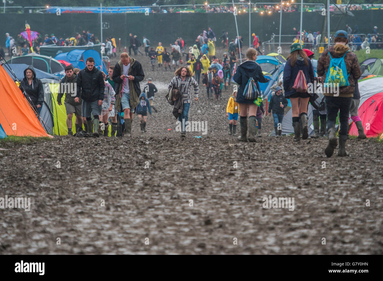 Glastonbury festival mud tent hi-res stock photography and images - Alamy