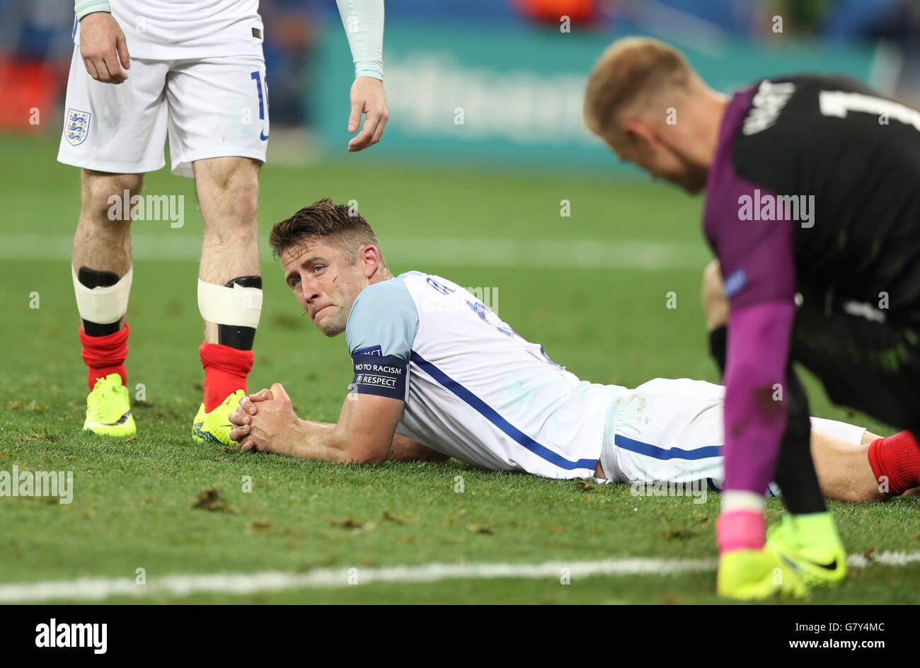 Nice, France. 27th June, 2016. Gary Cahill of England reacts after the Euro 2016 round of 16 football match between England and Iceland in Nice, France, June 27, 2016. Iceland won 2-1. © Bai Xuefei/Xinhua/Alamy Live News Stock Photo