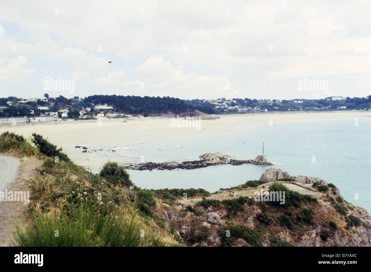 St Brelade's Bay, a well-known beauty spot on Jersey in the Channel Islands. Stock Photo