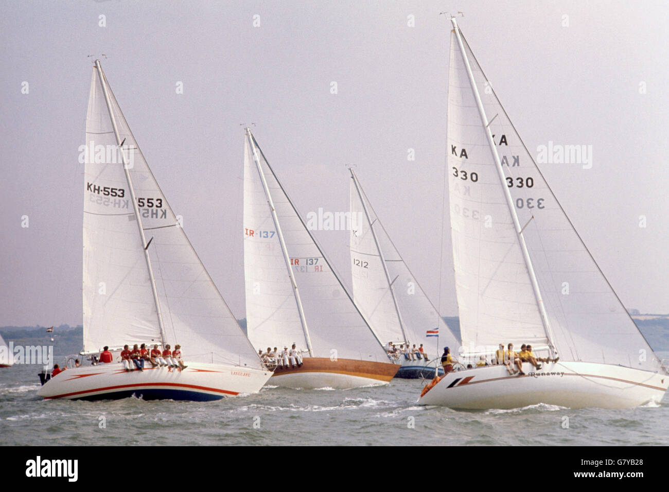 Sailing - Cowes Regatta Week. Yachts in the Solent during Cowes Regatta Week. Stock Photo