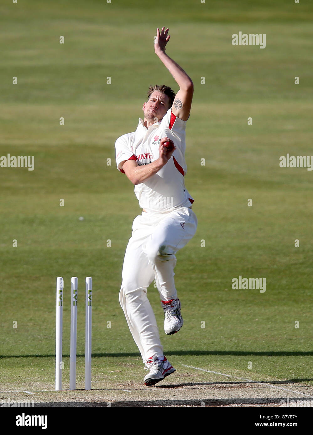 Cricket - LV County Championship - Division Two - Day Two - Northamptonshire v Lancashire - The County Ground. Lancashire's Tom Bailey during the LV County Championship, Division Two match at The County Ground, Northamptonshire. Stock Photo