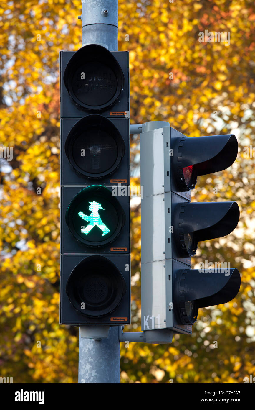 Traffic lights, little green traffic light man, Wernigerode, Harz, Saxony-Anhalt, PublicGround Stock Photo