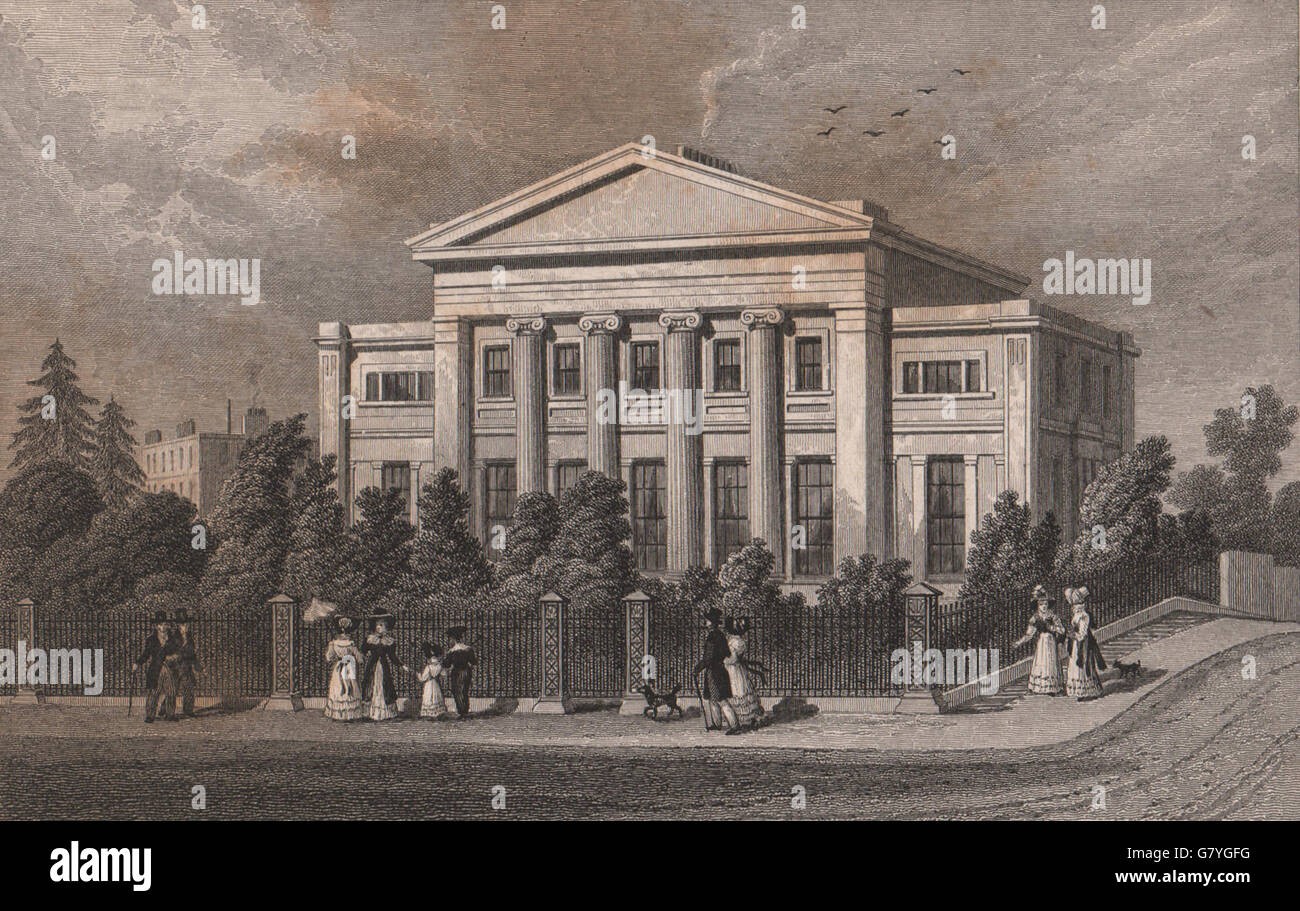 REGENT'S PARK. Gloucester Lodge. Gloucester Gate. London. SHEPHERD, print 1828 Stock Photo